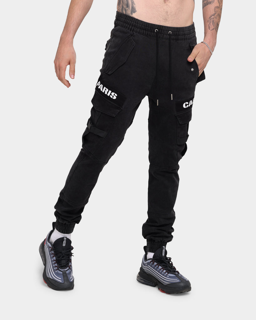 Fabric of the Universe Techwear Fashion Cargo Jogger Pants, Black