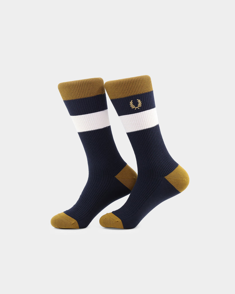 Fred Perry Waffle Stripe Socks Navy | Culture Kings