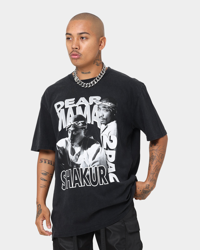 Tupac Dear Mama Monotone Vintage T-Shirt Washed Black | Culture Kings