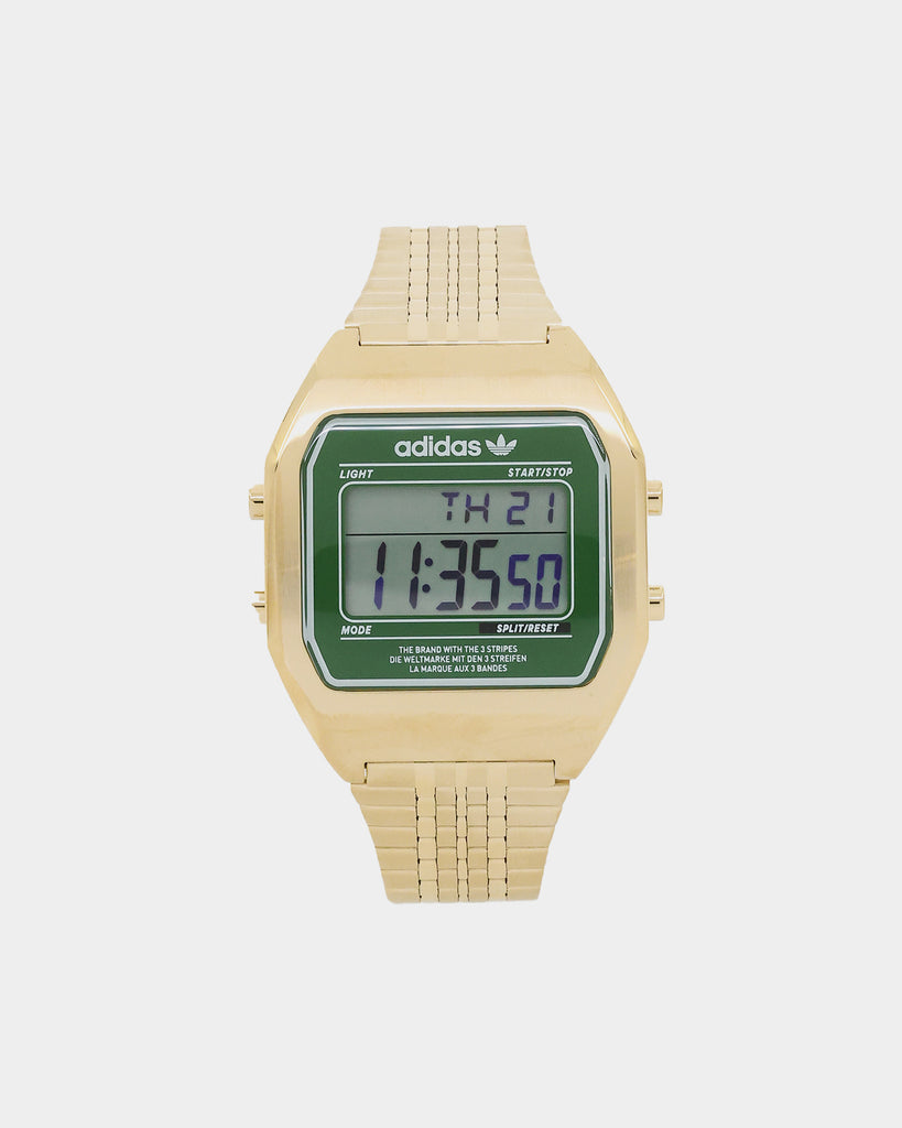 Adidas Originals Unisex Digital Two Yellow Gold Tone Bracelet Strap Watch -  Watches from Faith Jewellers UK