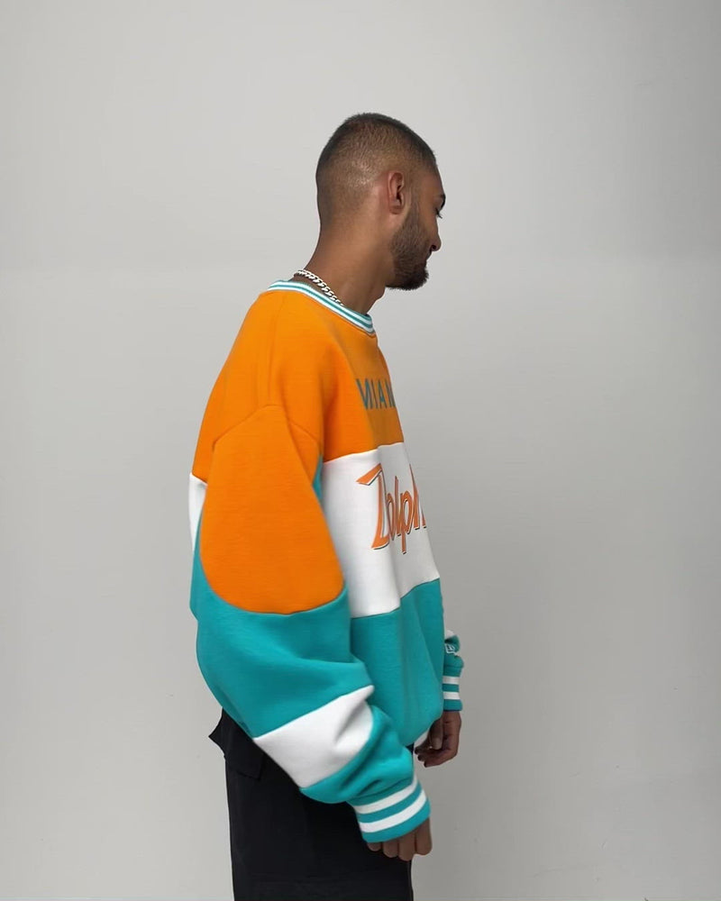 Youth Miami Dolphins Orange Retro Colorblock Pullover Hoodie