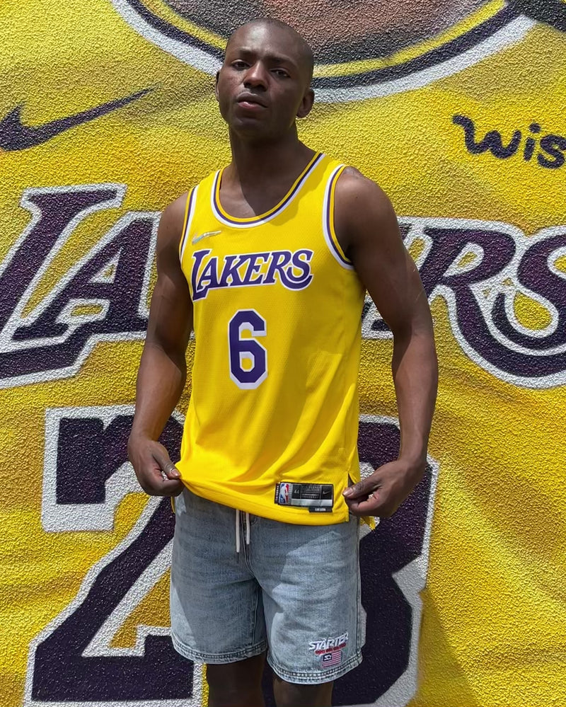 Nike Lebron james #6 los Angeles Lakers purple jumpman Authentic