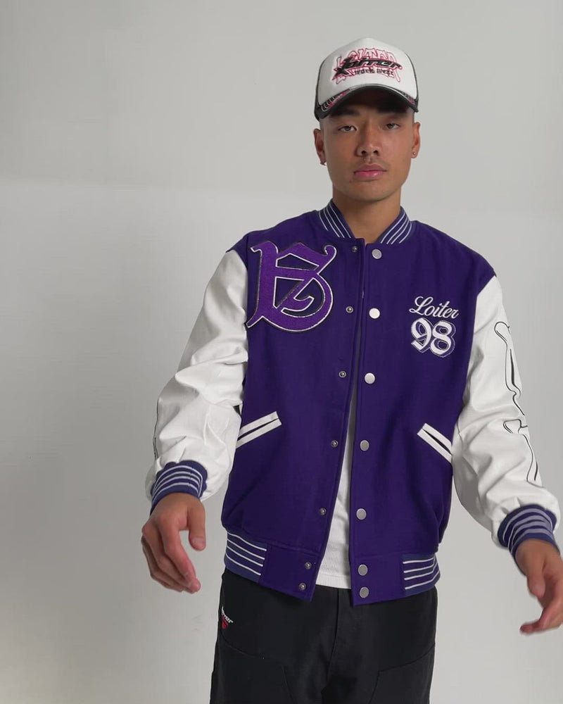 ALCORN  VARSITY JACKET Royal/ Purple UNISEX (K) – collegiateluxe