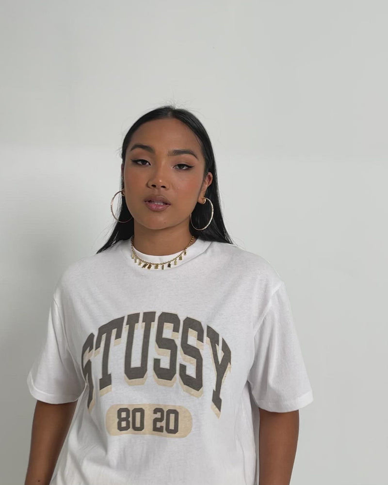 Stussy Women's College Boxy T-Shirt White | Culture Kings