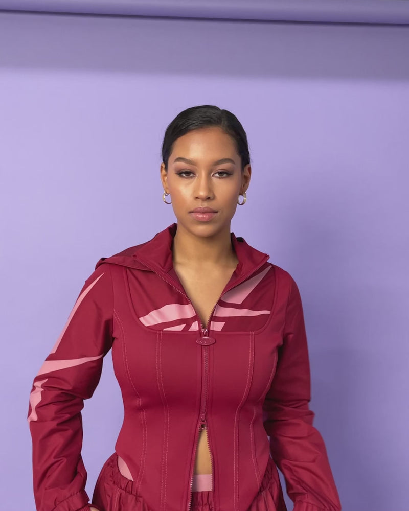 Reebok Women's Cardi B X Reebok Corset Hoodie Triathlon Red