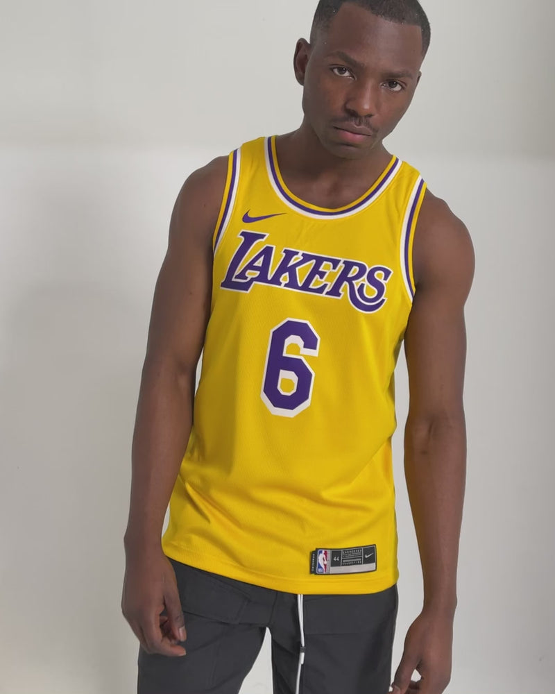 Nike Los Angeles Lakers LeBron James #6 Icon Swingman Jersey Yellow/Am